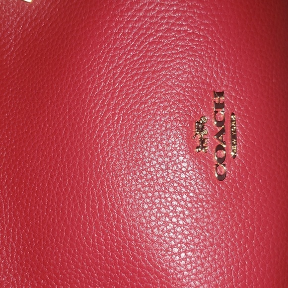 COACH Kristy Pebbled Leather Red 🍎 - Picture 2 of 15